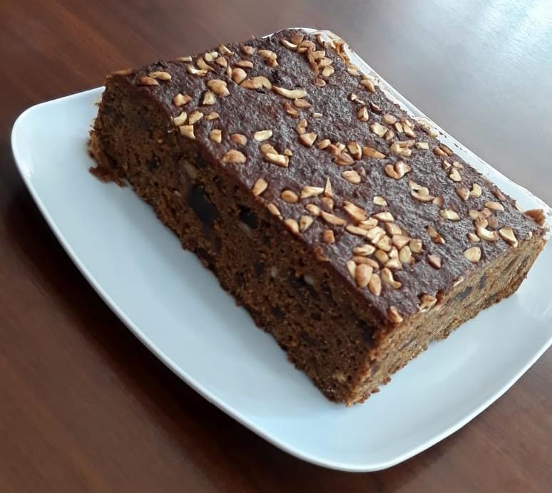 Coconut Cake with Cashew Topping